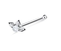Stony Leaf Shaped Silver Bone Nose Stud NSKD-672